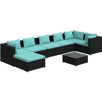 8dílná zahradní sedací souprava s poduškami polyratan černá, 3101841 (3101841)