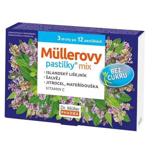 Dr. Müller Müllerovy pastilky bez cukru MIX 3x12 pastilek
