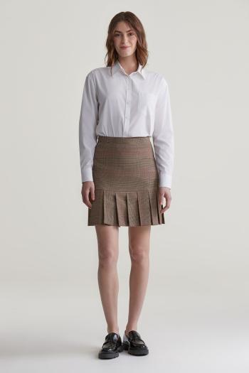 SUKNĚ GANT CHECKED PLEATED SKIRT CUMIN BEIGE