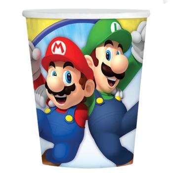 Amscan Papírové kelímky - Super Mario 250 ml 8 ks