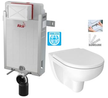 ALCADRAIN Renovmodul předstěnový instalační systém bez tlačítka + WC JIKA LYRA PLUS RIMLESS + SEDÁTKO DURAPLAST SLOWCLOSE AM115/1000 X LY2