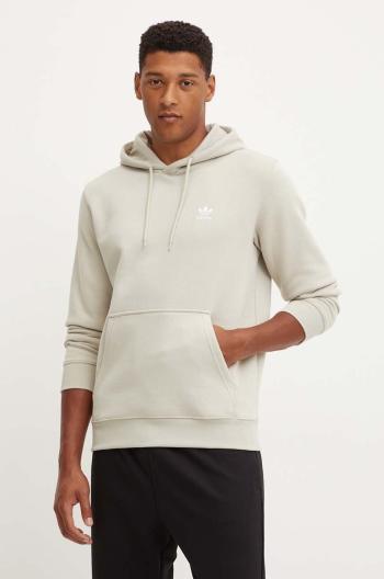 Mikina adidas Originals Trefoil Essentials Hoody pánská, béžová barva, s kapucí, s aplikací, IR7785