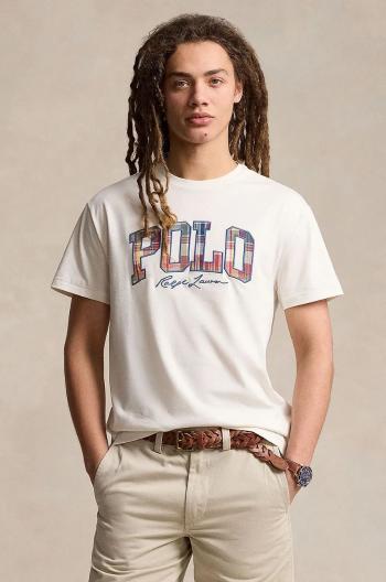 Bavlněné tričko Polo Ralph Lauren bílá barva, s aplikací, 710941855