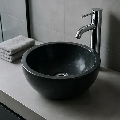 Indera Gemma 501 Ø45 cm Black Kamenné umyvadlo leštěný mramor