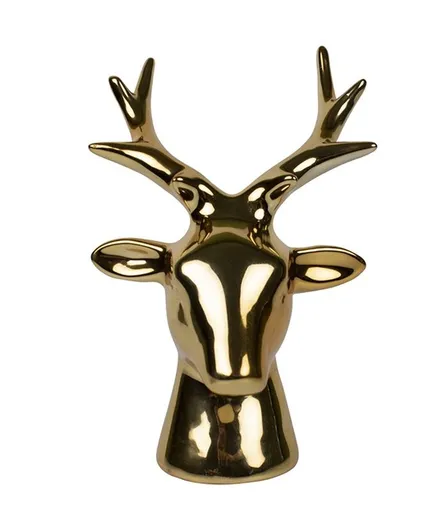 Zlatá keramická pokladnička hlava jelena - 11*9*17cm Mars & More