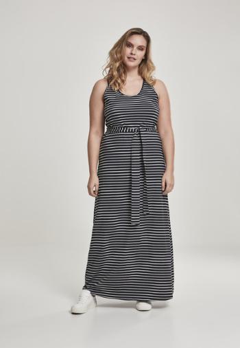 Urban Classics Ladies Long Racer Back Dress black/white - 4XL