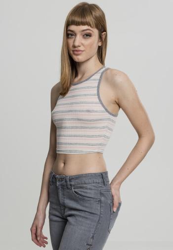 Urban Classics Ladies Rib Stripe Cropped Top pink/white/grey - XS