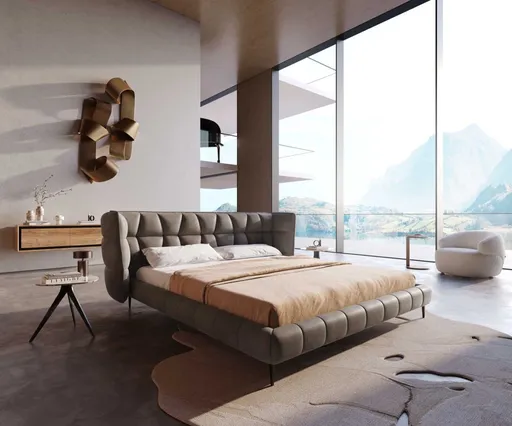 Čalouněná postel Capujo 180x200 cm mikrovlákno taupe vintage