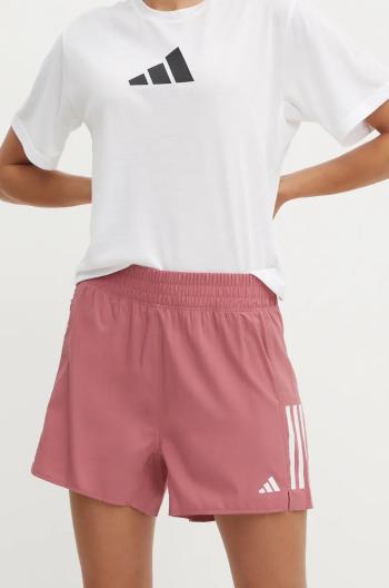 Běžecké šortky adidas Performance Own The Run Base růžová barva, s potiskem, medium waist, IY1104