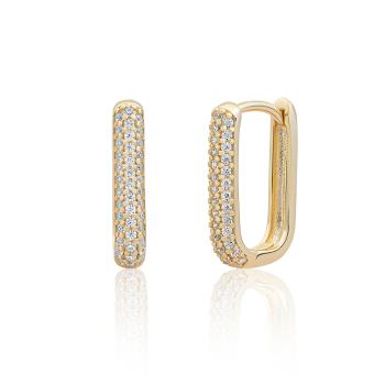 Sparkling Jewels Pozlacené visací náušnice s kubickými zirkony EAG24