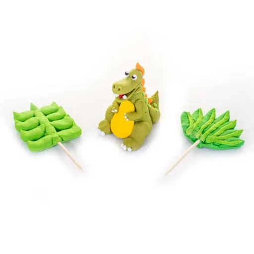 Sada cukrových dekorací Dino – dinosaurus a 2 stromky -