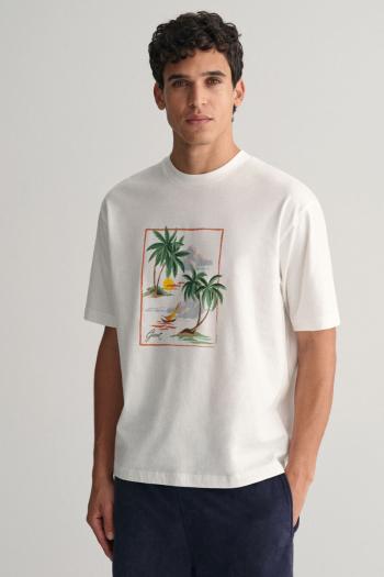 TRIČKO GANT HAWAII PRINTED GRAPHIC SS T-SHIRT EGGSHELL