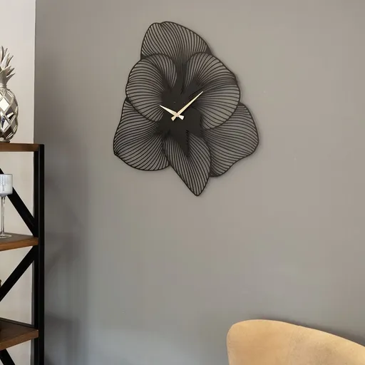Dekorativní kovové nástěnné hodiny Azalea Metal Wall Clock - APS039 49 - Black