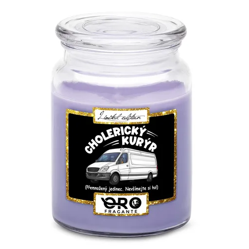 Svíčka Cholerický kurýr (Vůně svíčky: Levandule)