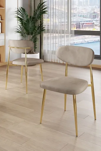 Sada židlí (4 kusy) Vina - Cappuccino, Gold