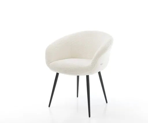 Jídelní židle Vinka-Flex podnož zúžená kovová černá bouclé bílá