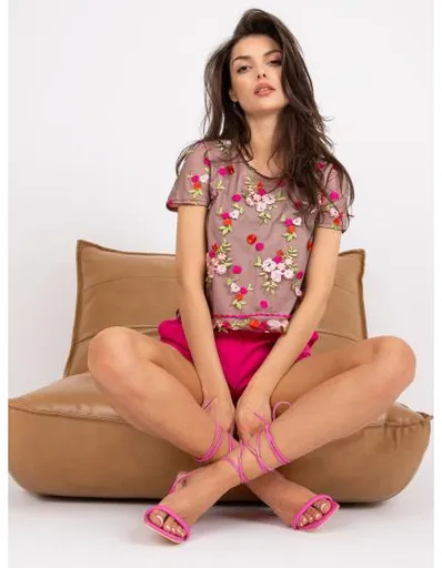 Dámská halenka s výšivkou NORMAN světle růžová a černá