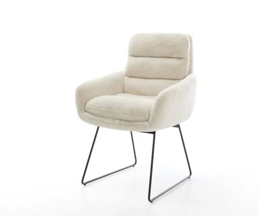 Jídelní židle Abelia-Flex s područkami plyšový manšestr krémovo