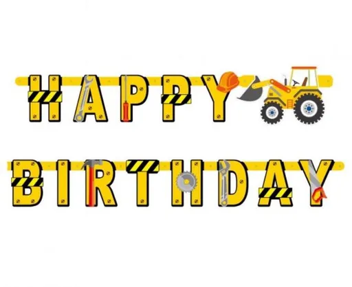 Girlanda - Happy Birthday - narozeniny - Stavba - Staveniště - 360cm - GoDan