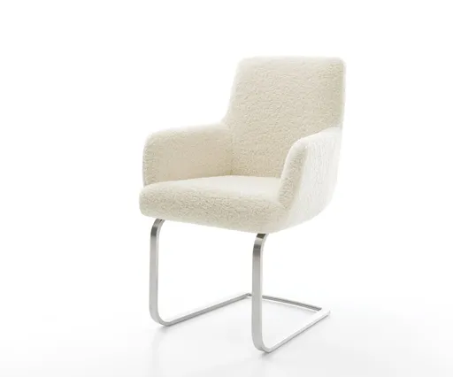 Jídelní židle Heira-Flex s područkami plyšový manšestr béžová