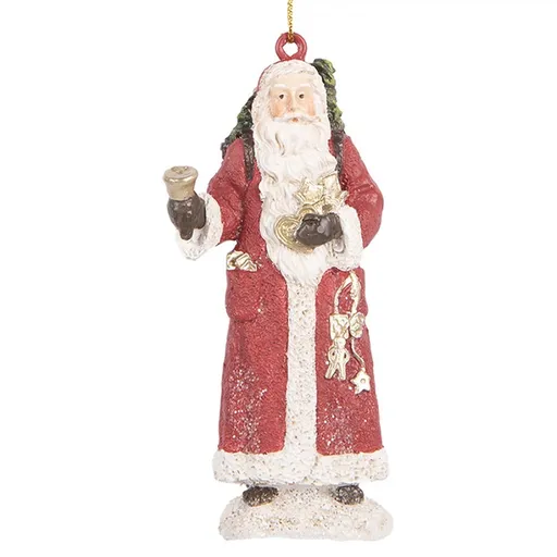 Vánoční závěsná dekorace Santa s nůší a dárky - 5*3*11 cm Clayre & Eef