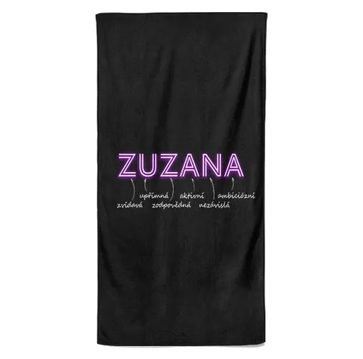 Osuška Ženská jména – NEON (Jméno: Zuzana, Velikost osušky: 100x170cm)