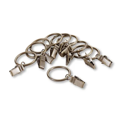 Sada kovových kroužků na záclony se žabkami mosaz 10 +10 ks