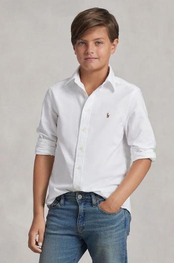 Dětská bavlněná košile Polo Ralph Lauren bílá barva, 323677133001