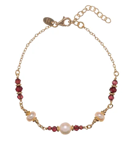 Alisia Pozlacený náramek s perlami a granáty AL5182.01.029