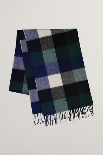 ŠÁLA GANT CHECK MERINO WOOL SCARF PERSIAN BLUE