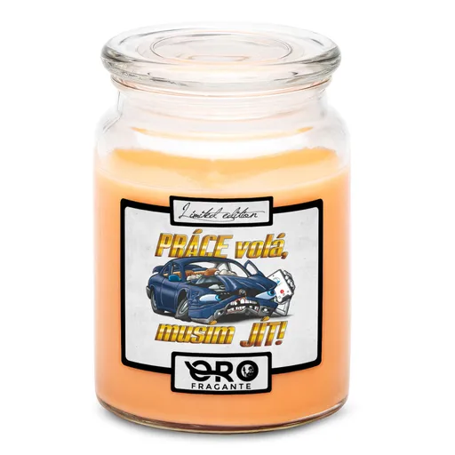 Svíčka Práce volá - automechanik (Vůně svíčky: Tropické ovoce)