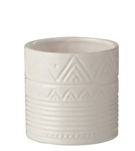 Bílý dolomitový květináč Triangle - Ø 10,5*10,5 cm J-Line by Jolipa