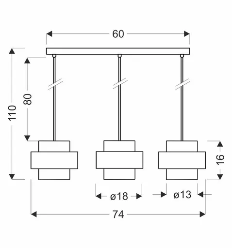 Závěsná lampa Spiega černá+mosaz 3x60W E27 kouřové stínidlo