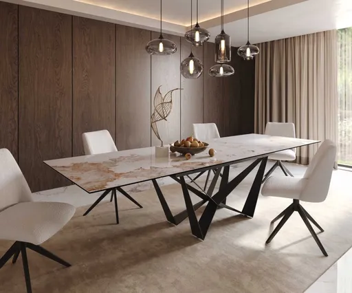 Jídelní stůl Edge 200-300x100 keramika Minas Melange bílo