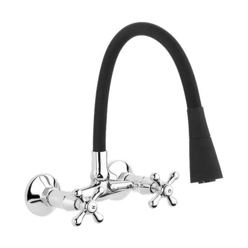 INVENA Nástěnná baterie ROMA flexibilní výtok, černá BC-24-E4S-L