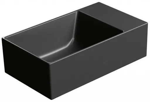 GSI KUBE X keramické umývátko 40x23cm, bez otvoru, pravé/levé, černá mat 9484026
