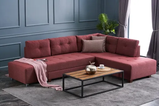 Rohová rozkládací pohovka Manama Corner Sofa Bed Right - Claret Red