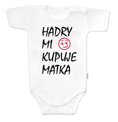 Baby Nellys Body krátký rukáv Hadry mi kupuje matka,  bílé vel.  74