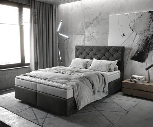 Boxspring postel Dream-Great 140x200 cm mikrovlákno antracitová