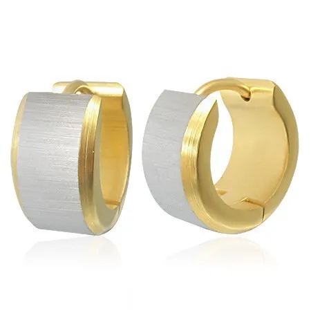 Náušnice z chirurgické oceli - stříbrná a zlatá barva, saténový lesk