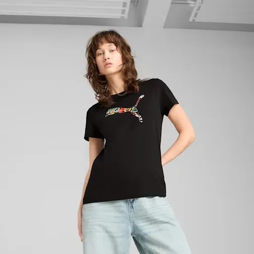 Puma Graphics Floral Cat Logo Tee S