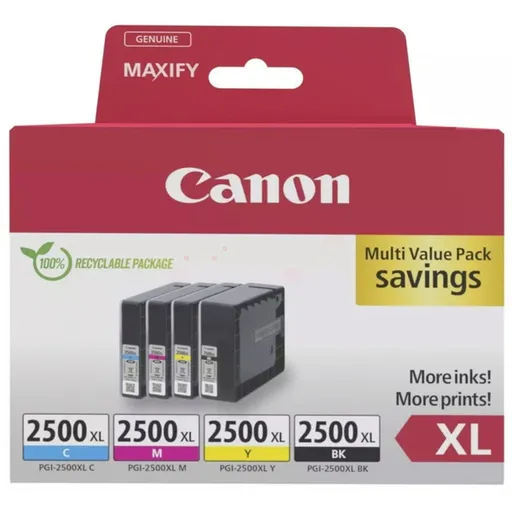 CANON PGI-2500-XL - originální cartridge, černá + barevná, 1x70ml/3x20ml