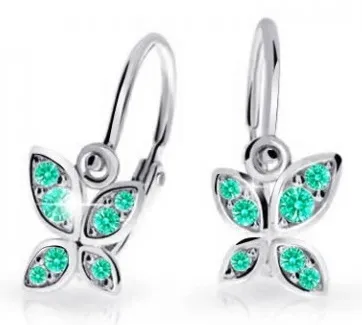 Cutie Jewellery Dětské náušnice z bílého zlata Motýlci C2259-10-X-2 světle zelená