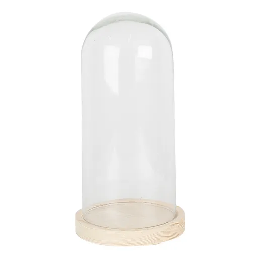 Přírodní dřevěný podnos se skleněným poklopem - Ø 13*26 cm Clayre & Eef