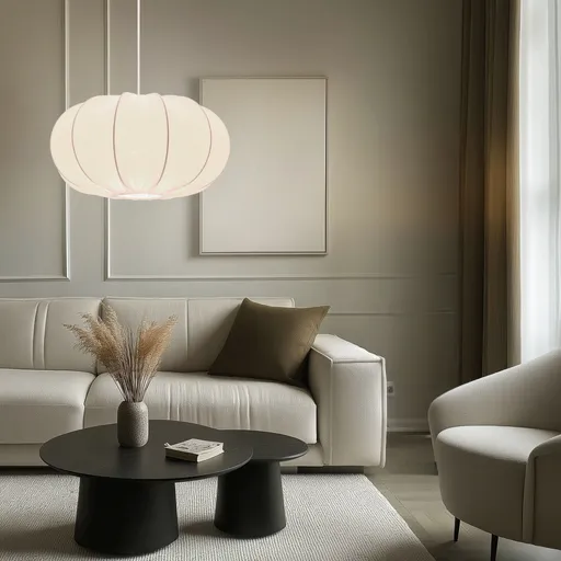 Skandinávská závěsná lampa CAFEE' - s krémovým stínidlem latte 52 cm - minimalistické stropní osvětlení v japonském stylu E27