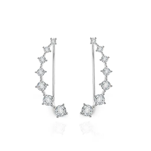 Beneto Stříbrné podélné náušnice s čirými zirkony AGU2712