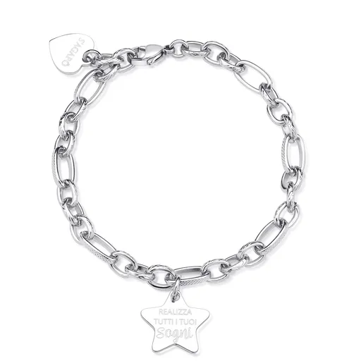 S'Agapõ Ocelový náramek s přívěskem hvězdičky Be My Family SBY027