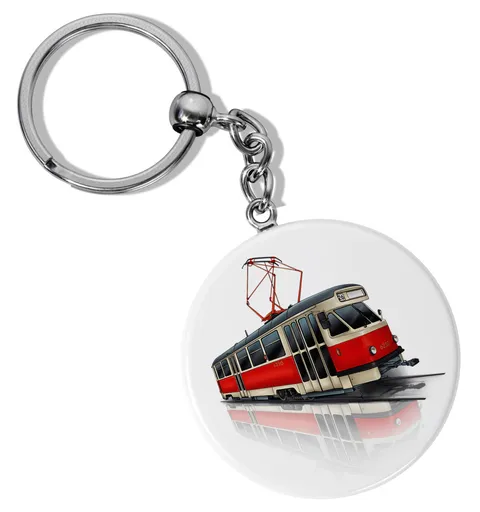 Klíčenka kulatá - Tramvaj T2 – červená
