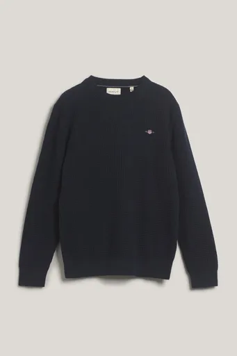 SVETR GANT TEXTURED COTTON C-NECK EVENING BLUE