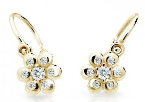 Cutie Diamonds Květinové dětské náušnice ze žlutého zlata s brilianty DC2247-10-00-X-1